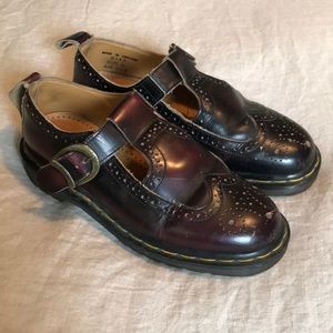 Dr. Martens Vintage Cherry Arcadia Wingtip Mary Janes - Made in England